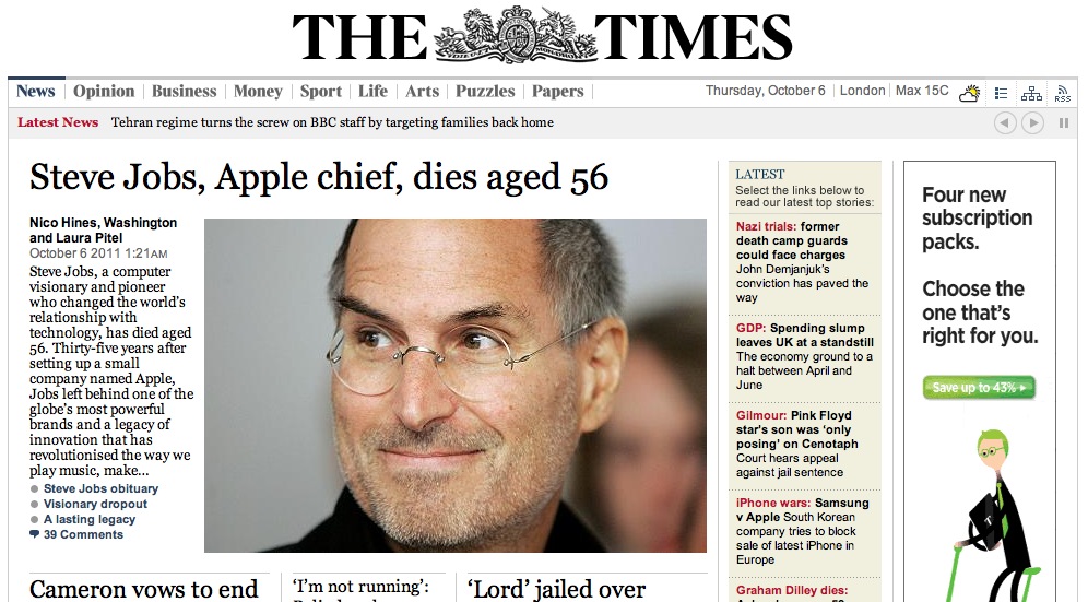Le homepage del mondo su Steve Jobs Il Post
