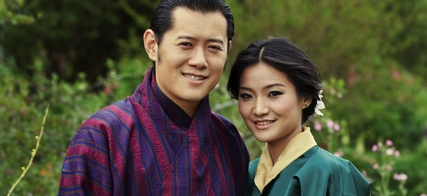 ALTERNATE CROP OF DEL108 &#8211; In this May 7, 2011 photo provided by Bhutan&#8217;s Royal Office for Media, Bhutan&#8217;s 31-year-old Oxford-educated monarch, Jigme Khesar Namgyal Wangchuck, left, poses with his fiancÃe 20-year-old Jetsun Pema, a student at London&#8217;s Regent College, in Thimphu, Bhutan. &#8220;As king, it is now time to marry,&#8221; Wangchuck said Friday, May 20, 2011 at the end of an address to Bhutan&#8217;s parliament in the capital, Thimphu, that was also attended by members of the royal family and elected representatives. (AP Photo/Royal Office for Media, Karma Nidup)
