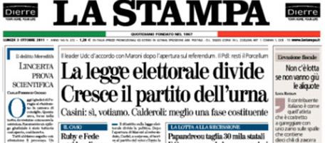 Le prime pagine di lunedì 3 ottobre 2011