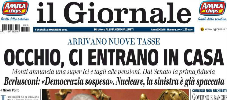 Le prime pagine di venerdì 18 novembre 2011