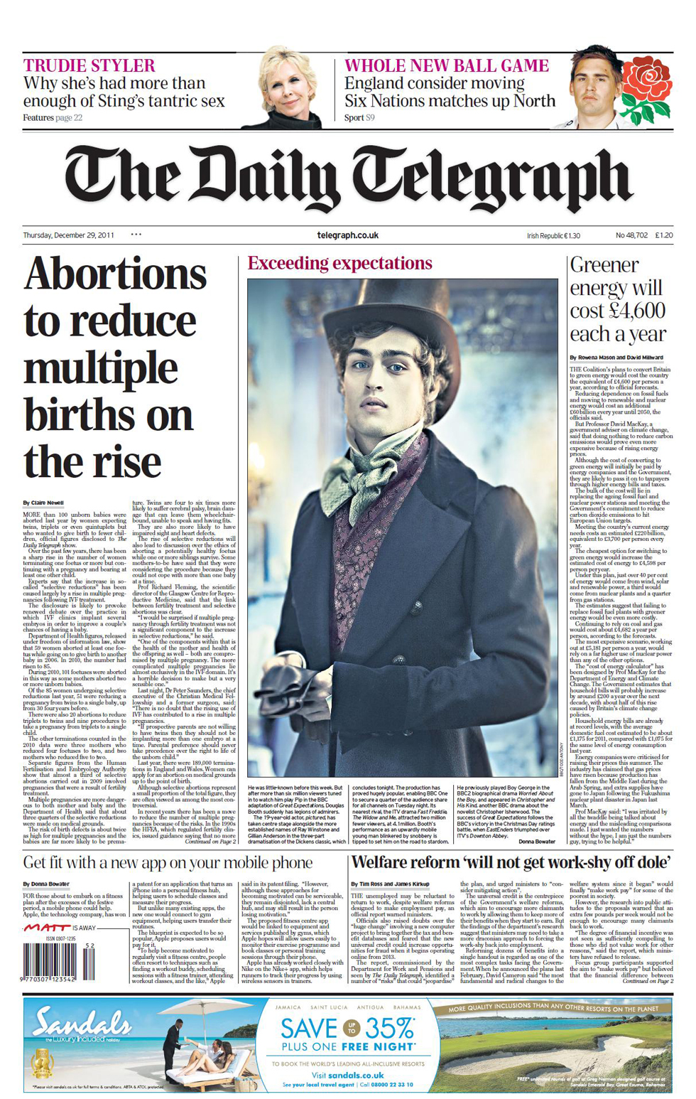 I giornali inglesi di giovedì 29 dicembre