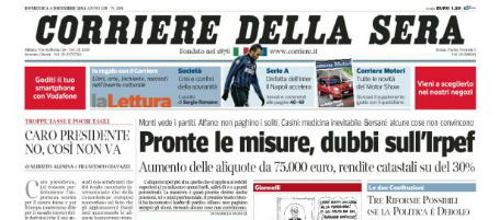 Le prime pagine di domenica 4 dicembre 2011