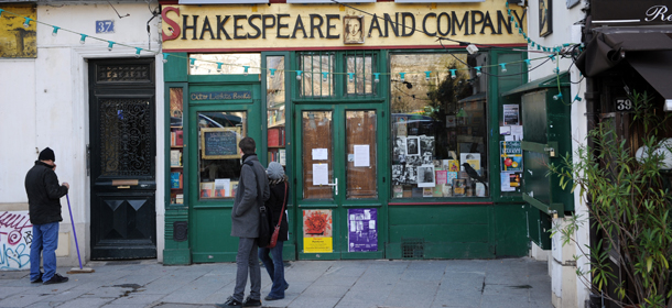 People look at the entrance of the bookshope &#8220;Shakespeare and company&#8221; specialized in English-language literature on December 14, 2011 in Paris. George Whitman, the founder of this bookshop, a famed writers&#8217; refuge and English-language literary hub in the French capital, died today aged 98, the shop said. AFP PHOTO MIGUEL MEDINA (Photo credit should read MIGUEL MEDINA/AFP/Getty Images)
