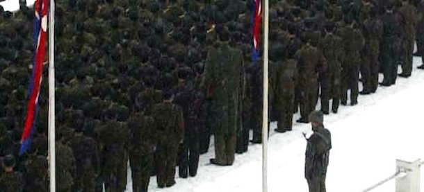 The funeral procession for late North Korean leader Kim Jong Il passes by the Kumsusan Memorial Palace in Pyongyang, North Korea Wednesday Dec. 28, 2011. (AP Photo)
