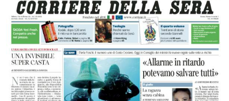 Le prime pagine di venerdì 20 gennaio 2012