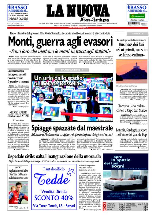 Le prime pagine di domenica 8 gennaio 2012 Il Post Le prime pagine di domenica 8 gennaio 2012 Il Post