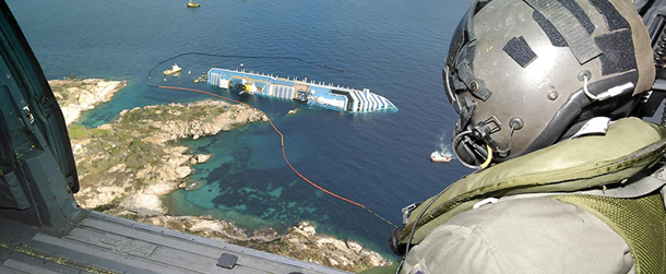 In this undated photo released by the Italian Navy Thursday, Jan. 26, 2012, the Costa Concordia cruise ship is seen grounded off the Tuscan island of Giglio, Italy. Italian authorities have identified the bodies of three German passengers as divers kept up the search for those still missing from the Costa Concordia cruise ship that rammed into a reef off Italy. Sixteen deaths have been confirmed so far in the disaster, but three of those bodies have yet to be identified. Another 16 people are still missing from the ship, which grounded Jan. 13, but officials have acknowledged that it would take a miracle to find any more survivors. Salvage experts worked Thursday so they could begin pumping tons of fuel off the ship starting Saturday to avert an environmental catastrophe. The stricken ship lies very close to a marine sanctuary. (AP Photo/Italian Navy)