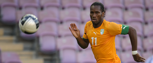 Ivory Coast's Didier Drogba eyes the ball during the friendly football match between Ivory Coast and Israel on August 10, 2011 in Geneva. AFP PHOTO / FABRICE COFFRINI (Photo credit should read FABRICE COFFRINI/AFP/Getty Images)
