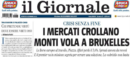 Le prime pagine di venerdì 6 gennaio 2012