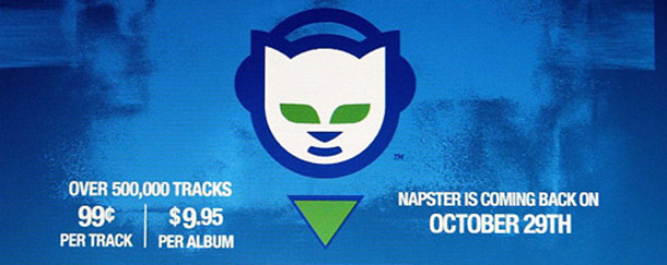 LONDON - OCTOBER 9: The Napster website is seen on a computer screen October 9, 2003 in London, England. Falling sales of CD's and the relaunch of online music swapshop 'Napster' have forced retailers to slash their prices. (Photo by Scott Barbour/Getty Images)
