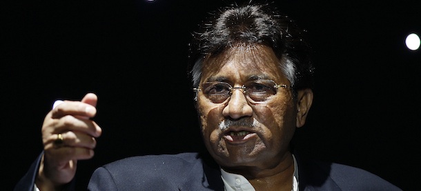 Pervez Musharraf, the former President of Pakistan, talks during a public rally of his new political party, the "All Pakistan Muslim League" in Birmingham, England, Saturday, Oct. 2, 2010. (AP Photo/Kirsty Wigglesworth)