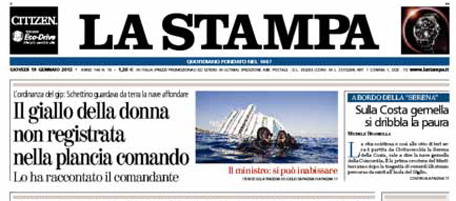 Le prime pagine di giovedì 19 gennaio 2012