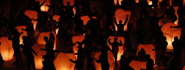 Hundreds of Taiwanese release "sky lanterns" in hopes of good fortune and prosperity in the new year and to celebrate the upcoming traditional Chinese Lantern Festival on Saturday, Jan. 28, 2012, in the Pingxi district of New Taipei City, Taiwan. The start of the Chinese Lantern festival falls on Monday, Feb. 6. (AP Photo/Wally Santana)