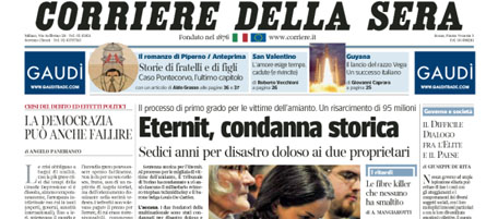 Le prime pagine di martedì 14 febbraio 2012