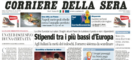 Le prime pagine di lunedì 27 febbraio 2012