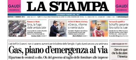 Le prime pagine di martedì 7 febbraio 2012