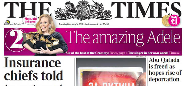 I giornali inglesi di martedì 14 febbraio