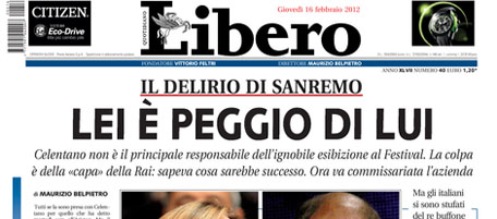 Le prime pagine di giovedì 16 febbraio 2012