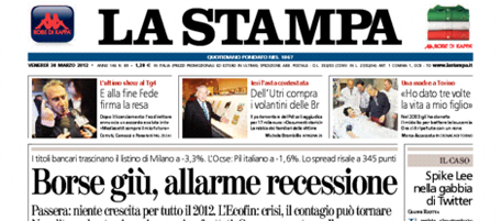 Le prime pagine di venerdì 30 marzo 2012