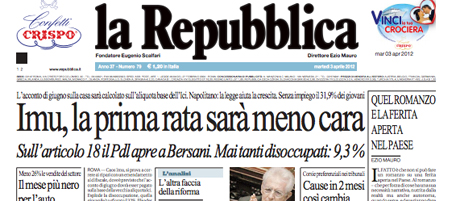 Le prime pagine di martedì 3 aprile 2012