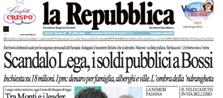 Le prime pagine di mercoledì 4 aprile 2012