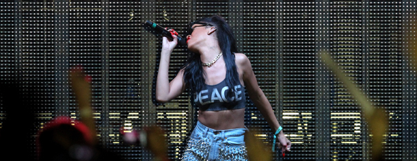 INDIO, CA - APRIL 15: Singer Rihanna performs onstage at the 2012 Coachella Valley Music &amp; Arts Festival held at The Empire Polo Field on April 15, 2012 in Indio, California. (Photo by Mark Davis/Getty Images for Coachella)