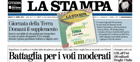 Le prime pagine di sabato 21 aprile 2012