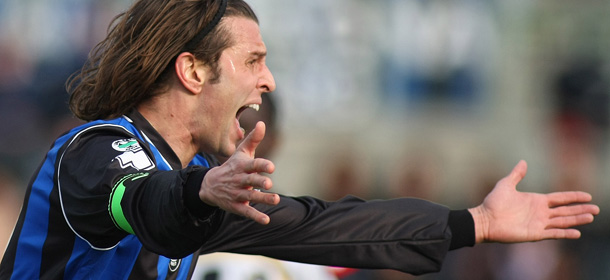 Atalanta's Cristiano Doni reacts during a Serie A soccer match against Udinese in Bergamo, Italy, Sunday, March 7, 2010. (AP Photo/Felice Calabro')