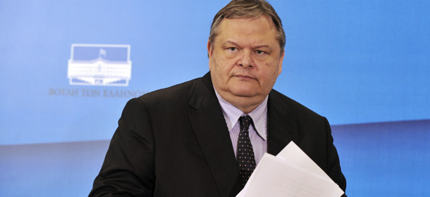 Greek socialist leader Evangelos Venizelos leaves after a televised address in Athens on may 11, 2012. Venizelos admitted that he had failed in a last-ditch bid to form a government after Syriza key leftist party ruled out joining a pro-austerity coalition. AFP PHOTO/LOUISA GOULIAMAKI (Photo credit should read LOUISA GOULIAMAKI/AFP/GettyImages)