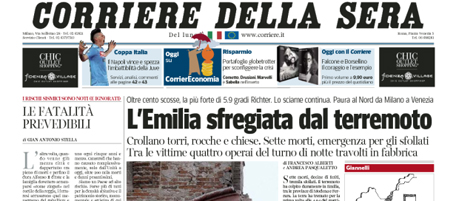Le prime pagine di lunedì 21 maggio 2012