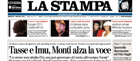 Le prime pagine di martedì 1 maggio 2012