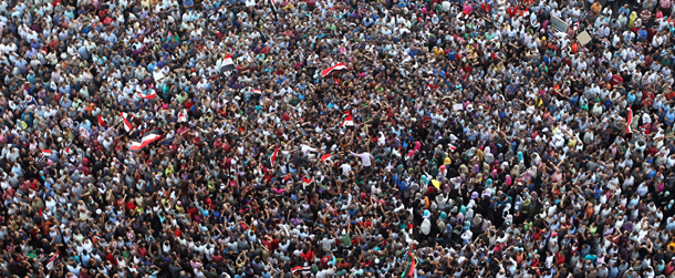 Egyptian anti-Mubarak protesters gather in Cairo's Tahrir square on June 02, 2012. Egypt's Muslim Brotherhood called for mass protests after a court sentenced ousted President Hosni Mubarak and his interior minister to life in prison but acquitted six security chiefs in the deaths of protesters last year. AFP PHOTO / KHALED DESOUKI (Photo credit should read KHALED DESOUKI/AFP/GettyImages)