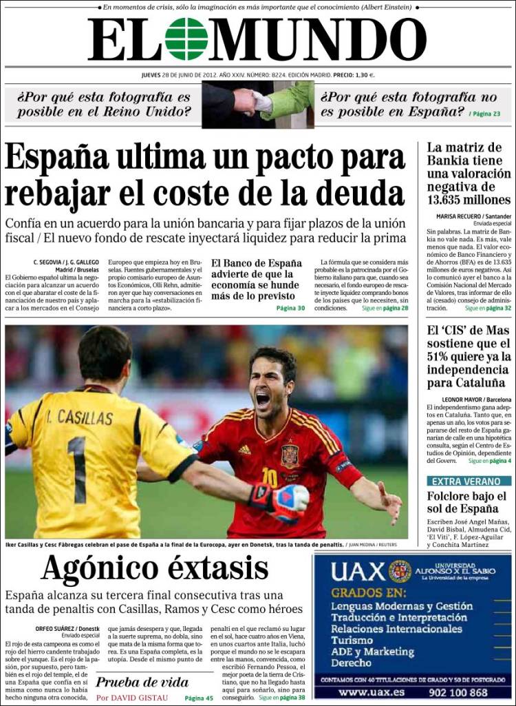 Le prime pagine dei giornali spagnoli - Il Post