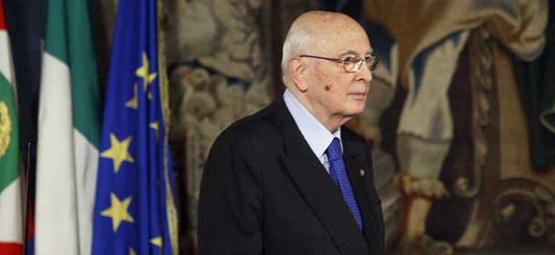 Foto Mauro Scrobogna /LaPresse
24-04-2012 Roma
Politica
Palazzo del Quirinale - Incontro con gli esponenti delle Associazioni Combattentistiche e d'Arma nella ricorrenza del 67Â° anniversario della Liberazione 
Nella foto: Il Presidente della Repubblica Giorgio Napolitano
Photo Mauro Scrobogna /LaPresse
24-04-2012 Rome
Politics
Presidency of the Repubic - 67th annyversary of liberation
In the picture: The President of Italian Republic Giorgio Napolitano