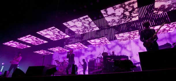 Radiohead performs during the Bonnaroo Music and Arts Festival in Manchester, Tenn., Friday, June 8, 2012. (AP Photo/Dave Martin)