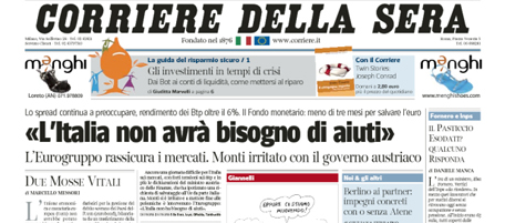 Le prime pagine di mercoledì 13 giugno 2012