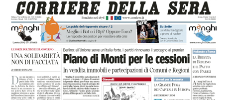 Le prime pagine di giovedì 14 giugno 2012