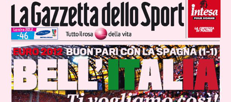 Le prime pagine di lunedì 11 giugno 2012