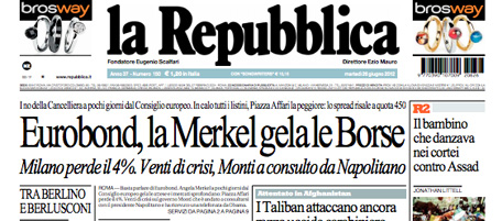 Le prime pagine di martedì 26 giugno 2012