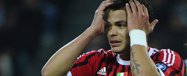 AC Milan's Brazilian defender Thiago Silva reacts during the Italian Cup semi-finals second-leg football match Juventus vs AC Milan, on March 22, 2012 in the Juventus stadium of Turin. AFP PHOTO/ OLIVIER MORIN (Photo credit should read OLIVIER MORIN/AFP/Getty Images)