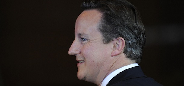 British Prime Minister David Cameron leaves after the first day of the European Union leaders sumit in Brussels on June 29, 2012. EU leaders debate "a big leap forward" to strengthen their union and save the euro at a two-day summit starting Thursday, but divisions may scuttle efforts to shore up the single currency. AFP PHOTO / JOHN THYS (Photo credit should read JOHN THYS/AFP/GettyImages)