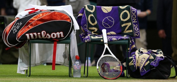 on day five of the Wimbledon Lawn Tennis Championships at the All England Lawn Tennis and Croquet Club on June 29, 2012 in London, England.