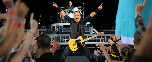 US singer Bruce Springsteen and The E Street Band perform, on May 17, 2012 at Palau Sant Jordi in Barcelona.AFP PHOTO/LLUIS GENE (Photo credit should read LLUIS GENE/AFP/GettyImages)