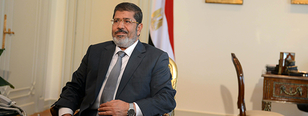 Egyptian President Mohamed Morsi meets with US deputy secretary of State William Burns (not seen) in Cairo on July 8, 2012. AFP PHOTO/KHALED DESOUKI (Photo credit should read KHALED DESOUKI/AFP/GettyImages)