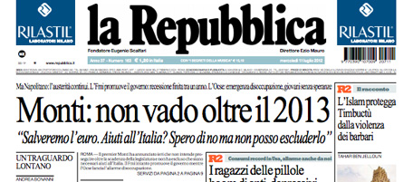 Le prime pagine di mercoledì 11 luglio 2012