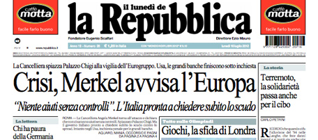 Le prime pagine di lunedì 16 luglio 2012