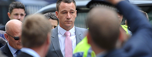 LONDON, ENGLAND - JULY 09: Chelsea FC football player John Terry arrives at Westminster Magistrates court to stand trial for allegedly racially abusing Anton Ferdinand, on July 9, 2012 in London, England. (Photo by Bethany Clarke/Getty Images)