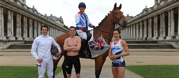 LONDON, ENGLAND - JUNE 8: (L-R) Nick Woodbridge, Sam Weale, Mhairi Spence and Samantha Murray during the announcement of Modern Pentathlon Athletes Named in Team GB for the London 2012 Olympic Games on June 8, 2012 in Greenwich, England. (Photo by Steve Bardens/Getty Images)