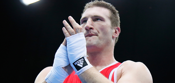 Roberto Cammarelle of Itay awaits the verdict following his match with Anthony Joshua of Great Britain in the Super-Heavyweight (+91kg) boxing final of the 2012 London Olympic Games at the ExCel Arena August 12, 2012 in London. Joshua took gold on a close points decision. AFP PHOTO / JACK GUEZ (Photo credit should read JACK GUEZ/AFP/GettyImages)