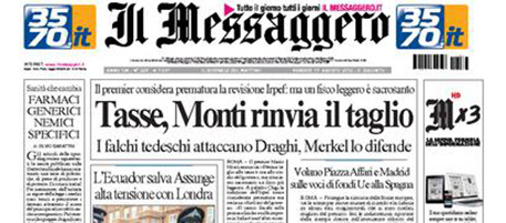 Le prime pagine di venerdì 17 agosto 2012